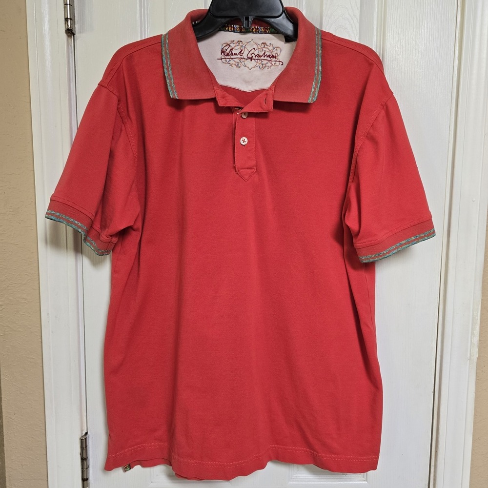 Robert Graham Polo Shirt Mens XL Extra Large Red Cotton